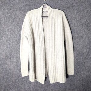 Gap Women Cardigan S‎ Wool Alpaca Blend Open Front Long Sleeve Cable Knit Gray